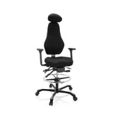 Black Counter chair RESISTIO WORK with headrest, foot ring and five-caster base by hjh OFFICE – 360-degree view (front view 20°)