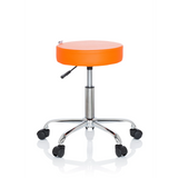 Orange Swivel stool OPERATOR II with gas lift and five-caster base by hjh OFFICE – 360-degree view (front view 0°)