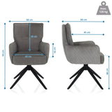 Dimensional drawing of the Upholstered chair TARUGO with a height of 94 cm and a width of 58 cm by hjh LIVING