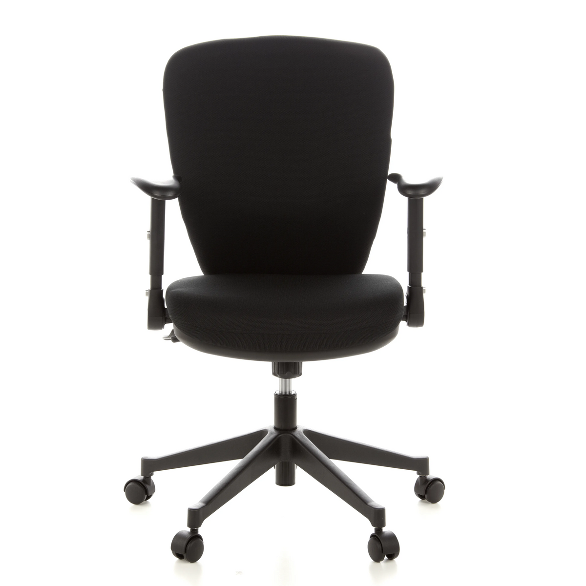 Black Professional Office Chair TRAFFIC 20 with armrests and five-caster base by hjh OFFICE – 360-degree view (front view 0°)