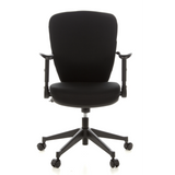Black Professional Office Chair TRAFFIC 20 with armrests and five-caster base by hjh OFFICE – 360-degree view (front view 0°)