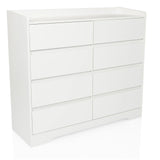 White Chest of drawers OSOYRO with eight drawers and a shelf by hjh LIVING – 360-degree view (front three-quarter view 30°)