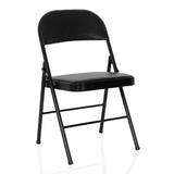 Black folding chair TUDELA H with faux leather upholstery by hjh OFFICE – 360-degree view (front three-quarter view 30°)