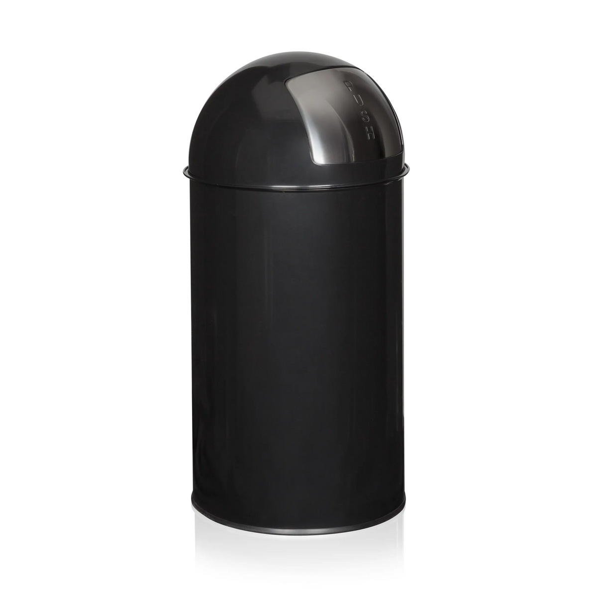 Black Wastepaper PUSH 50L with silver-coloured lid insert by hjh OFFICE – 360-degree view (rear three-quarter view 120°)