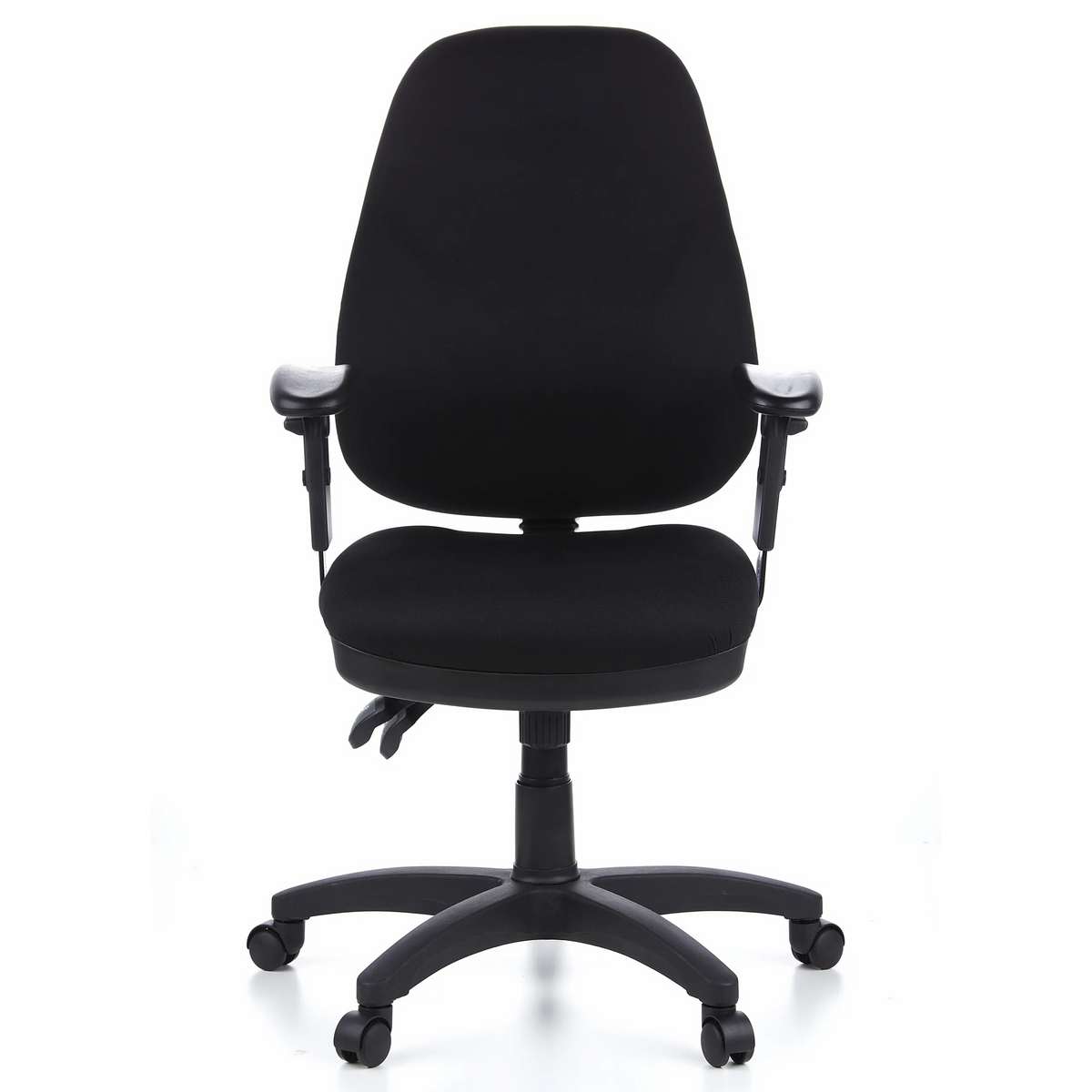Black Professional Office Chair ZENIT PRO with armrests and five-caster base by hjh OFFICE – 360-degree view (front view 0°)