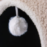 White pompom on a beige cat cave PAWY EB by hjh LIVING