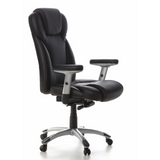 Black Professional Executive Chair EMBASSY 200 L with armrests and silver five-caster base by hjh OFFICE – 360-degree view (front three-quarter view 60°)
