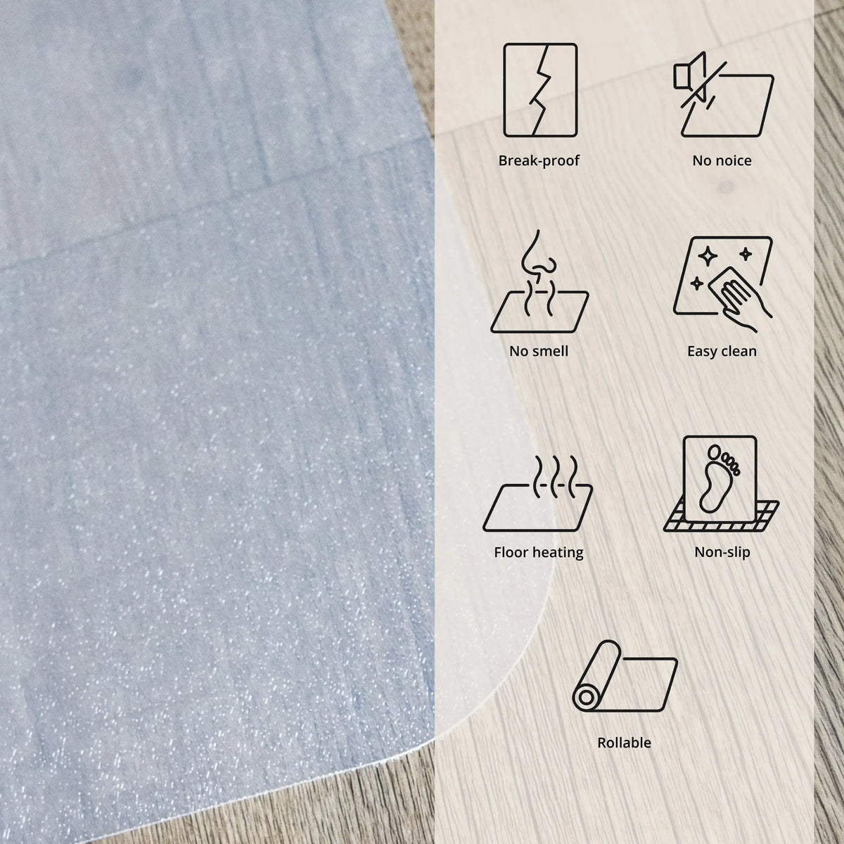 Surface of the FORTIFLEX Office Mat in milky white with functional symbols by hjh OFFICE