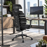 Black Professional Office Chair ERGO LINE II PRO with mesh back and headrest by hjh OFFICE (AI-generated image)
