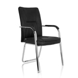Black guest chair BANDA V with armrests and sled base by hjh OFFICE – 360-degree view (front three-quarter view 40°)