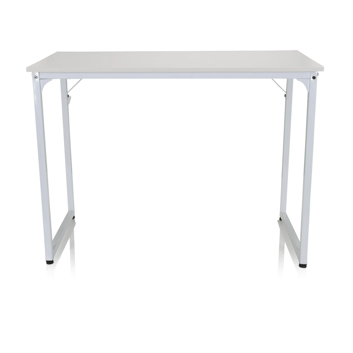 White Office Desk WORKSPACE I with rectangular tabletop and U-shaped legs by hjh OFFICE – 360-degree view (front view 0°)