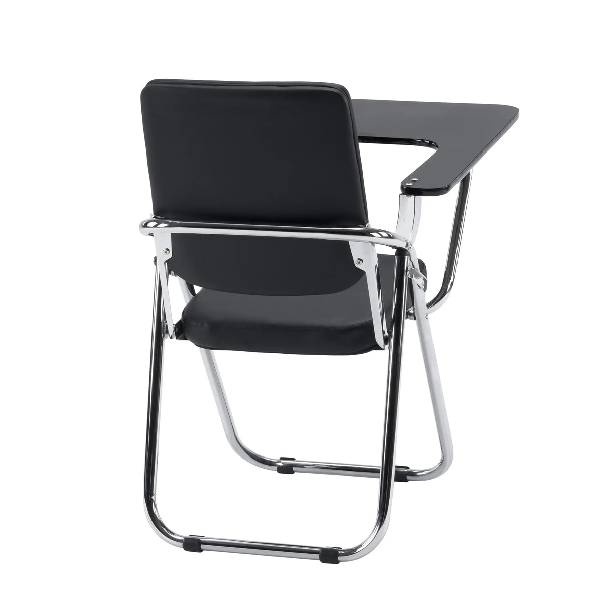 Black Folding chair Esto T with integrated writing tablet and chrome frame by hjh OFFICE