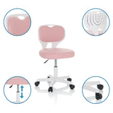 Pink children's swivel chair KIDDY TOP W with white frame, castors and height-adjustable seat by hjh OFFICE