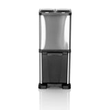 Silver Wastepaper CLEAN VII with two separate bins and foot pedal by hjh OFFICE – 360-degree view (front view 0°)