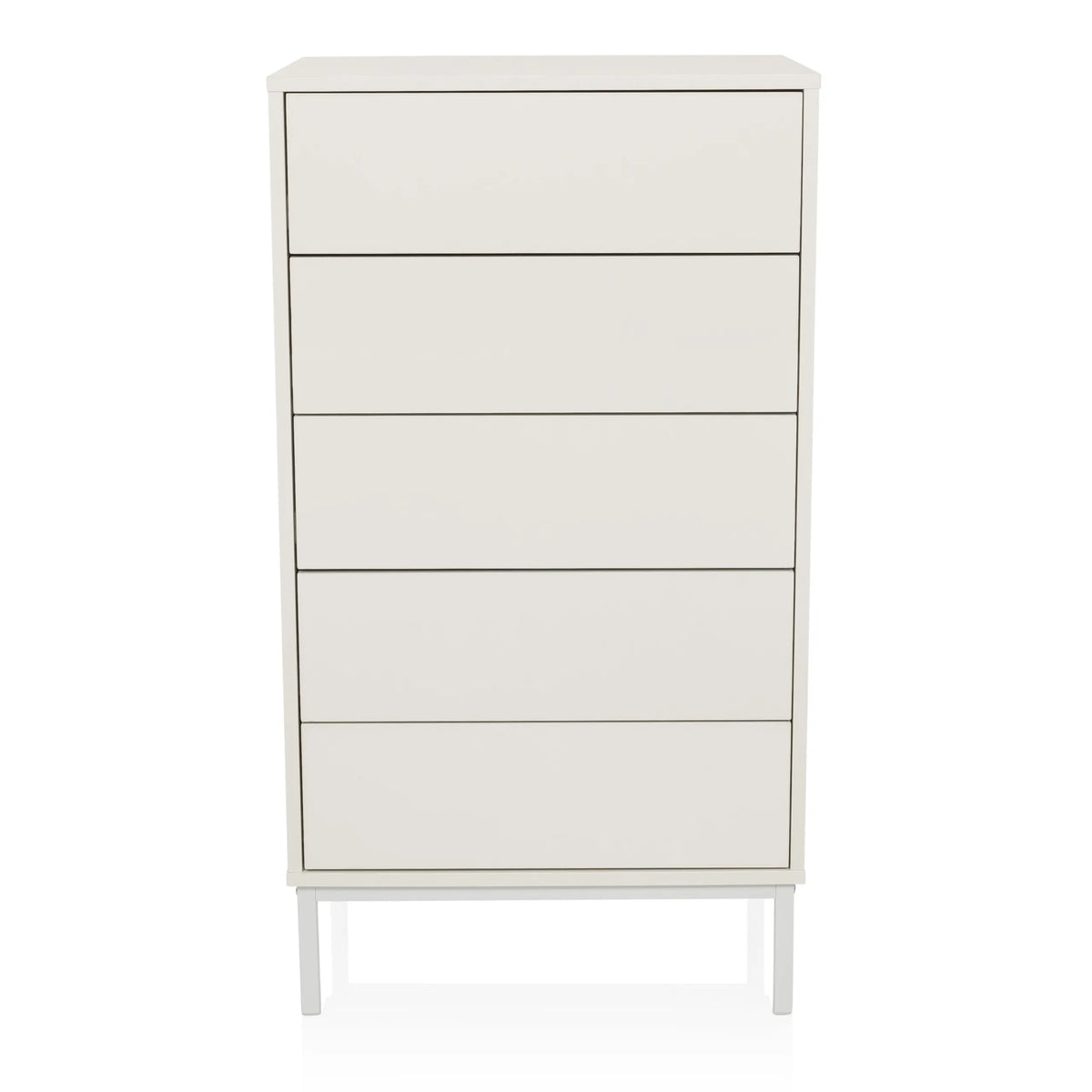 White Chest of drawers BJORDAL with five drawers and slim metal feet by hjh LIVING – 360-degree view (front view 0°)