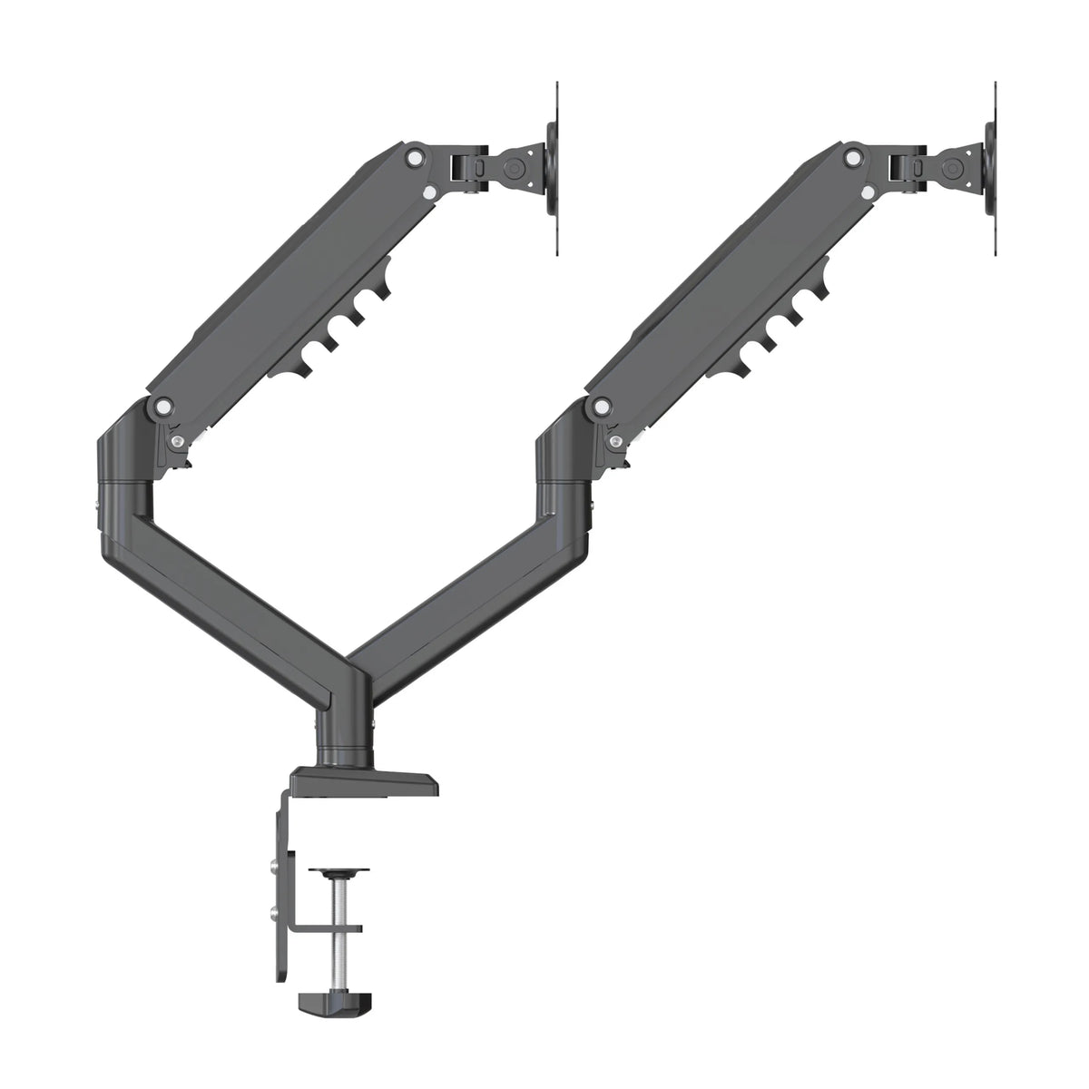 Dual Monitor Mount Ergomount GF2 in black with desk mount by hjh OFFICE