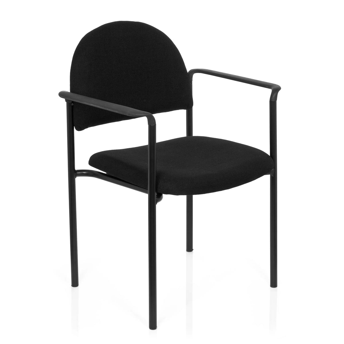 Black four-legged chair XT 700 with armrests and padded seat by hjh OFFICE – 360-degree view (front three-quarter view 40°)