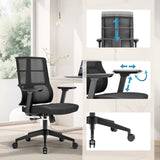 Adjustable features of the Professional Office Chair SPINIO with armrests and gas spring by hjh OFFICE