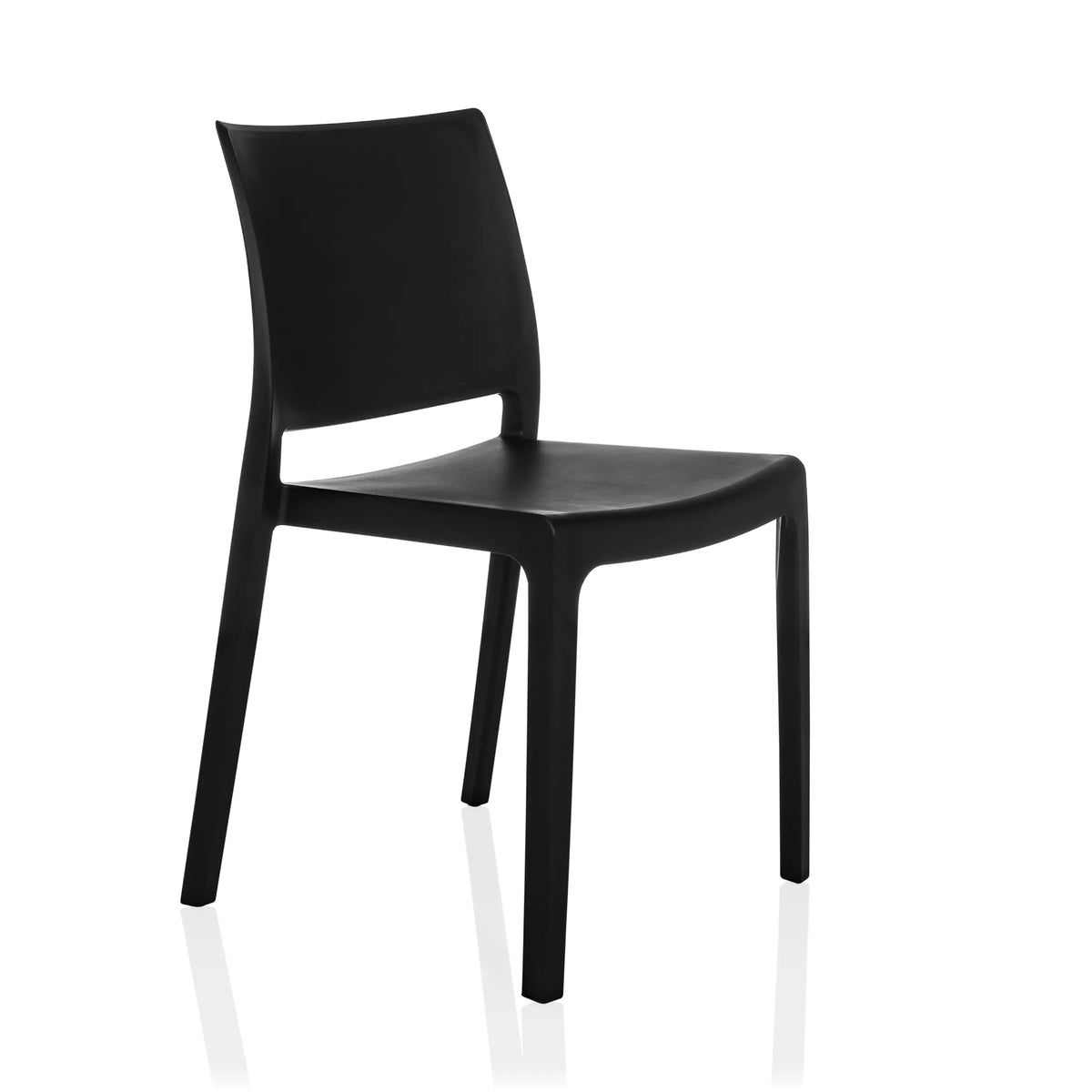 Black Outdoor chair T37 V with a simple backrest and four legs by hjh LIVING – 360-degree view (front three-quarter view 45°)