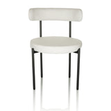 White upholstered chair TEDIO with rounded seat and backrest and black legs by hjh OFFICE – 360-degree view (front view 0°)