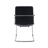 Rear view of the Rovento V cantilever chair with black upholstery and chrome frame by hjh OFFICE