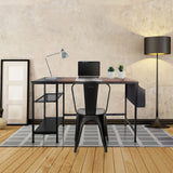 Office Desk WORKSPACE H I in black and brown with integrated shelf and storage by hjh OFFICE