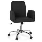 Black Home Office Chair FLOW with armrests and glossy five-caster base by hjh OFFICE – 360-degree view (front view 20°)
