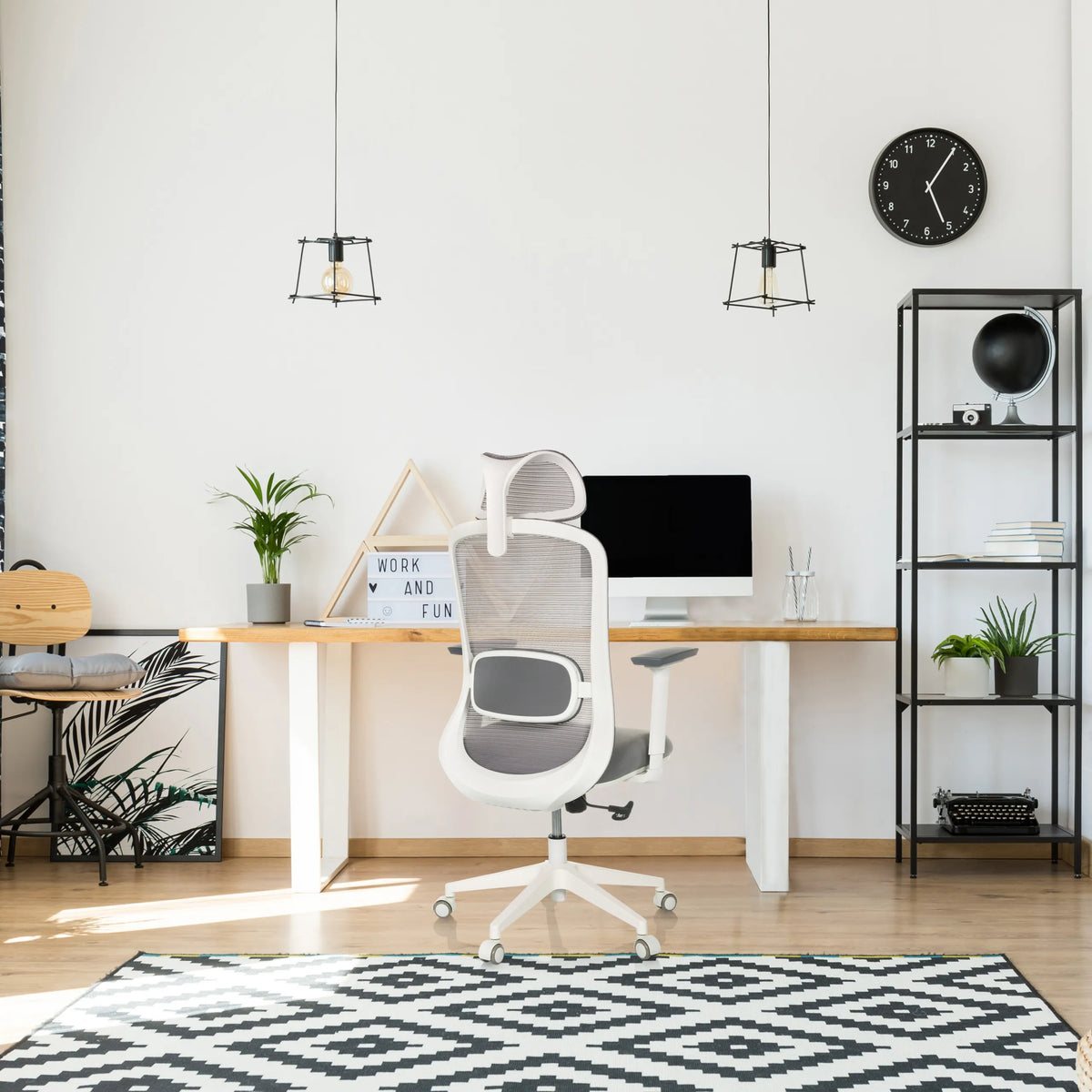 Grey Professional Office Chair MIKEO G with mesh backrest and white armrests by hjh OFFICE