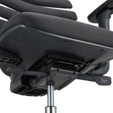 Underside of the seat with adjustment levers of the ERGO LINE II Professional Office Chair in black by hjh OFFICE