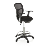 Black Counter chair TOP WORK 108 with mesh back, foot ring and five-caster base by hjh OFFICE – 360-degree view (front three-quarter view 60°)