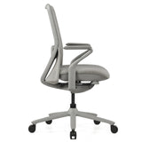 Grey High End Office Chair VERVIO in side view with castor base and armrests by hjh OFFICE