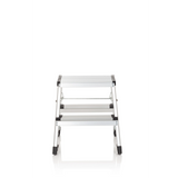Silver aluminium Folding Ladder SOLID VI with two steps by hjh OFFICE – 360-degree view (front view 0°)