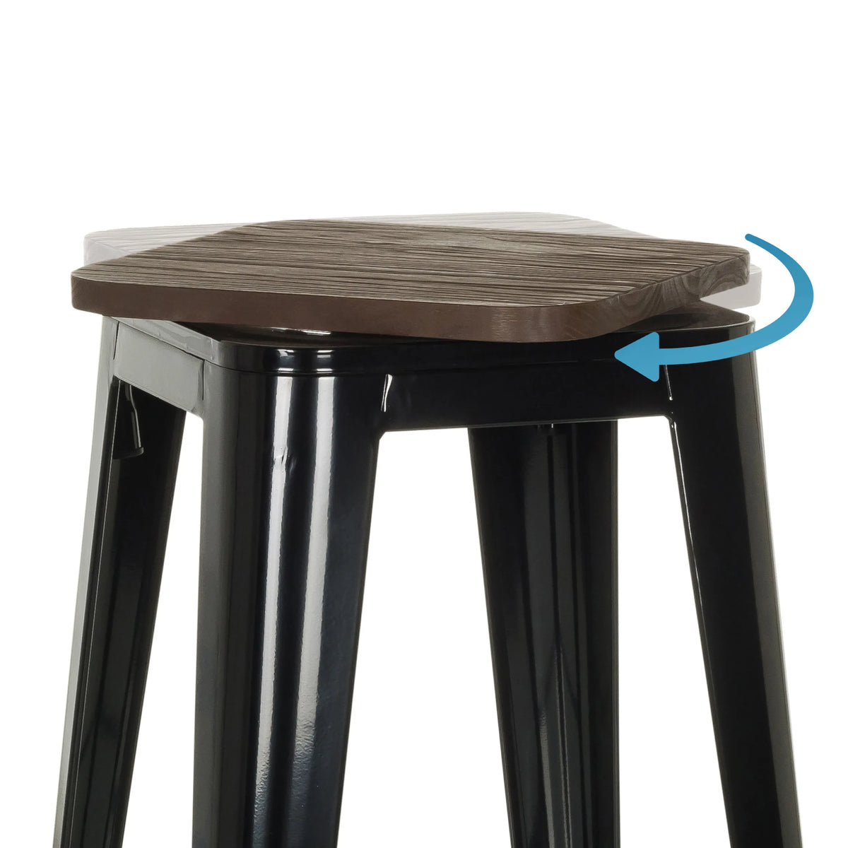 Swivelling wooden seat of the VANTAGGIO HIGH WS bar stool in black by hjh OFFICE