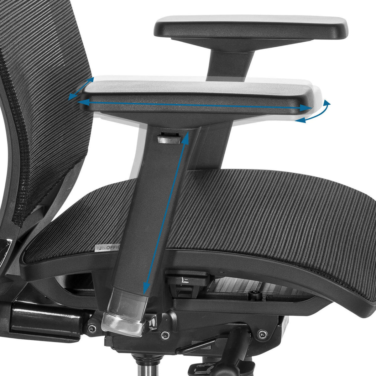 Adjustable armrest of the Counter chair TOP WORK 78 in black by hjh OFFICE