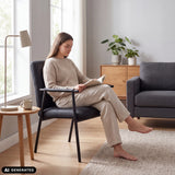 Black upholstered chair Lifea Flex made of faux leather with armrests by hjh LIVING (AI-generated image)