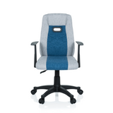 Grey-blue Swivel Chair – Children KIDDY EXTRA with armrests and five-caster base by hjh OFFICE – 360-degree view (front view 0°)