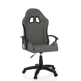 Grey Gaming chair GAMEBREAKER W01 with two headrest cut-outs and five-caster base by MyBuero – 360-degree view (front view 15°)