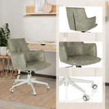 Grey Home Office Chair SOLAO LIFE W with detailed views of the upholstery and white base with castors by hjh LIVING