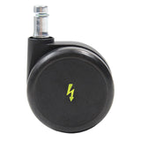 Black 5x ROLO ESD 11mm/65mm castors for hard floors with metal pin and yellow lightning symbol by hjh OFFICE