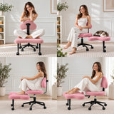Pink Asanasit meditation chair with backrest and footrest in four different seating positions by hjh LIVING
