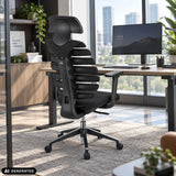 Black Professional Office Chair ERGO LINE II PRO with mesh back and headrest by hjh OFFICE (AI-generated image)