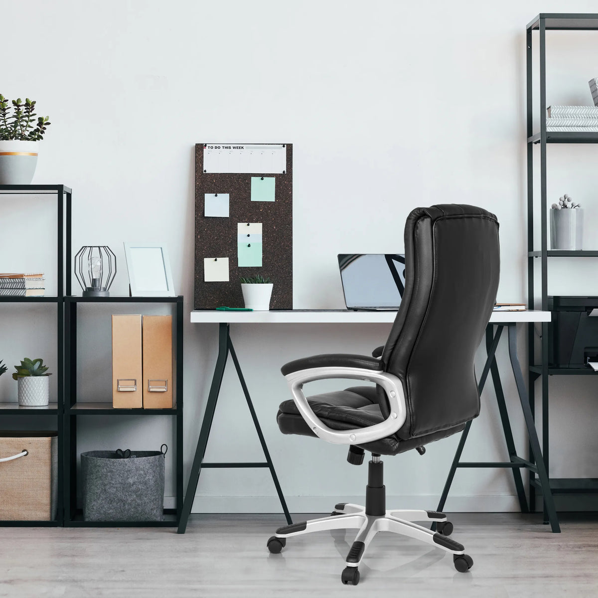 Black Home Office Chair RELAX CL150 with white base and armrests by MyBuero