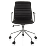 Black Luxury Executive Chair VEMONA 30 with cross-stitching, armrests and five-caster base by hjh OFFICE – 360-degree view (front view 0°)