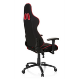 Black and red Gaming chair LEAGUE PRO I with two headrest openings and five-caster base by hjh OFFICE – 360-degree view (rear three-quarter view 120°)