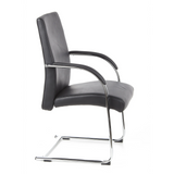 Black cantilever chair BAROLO V with armrests and chrome sled base by hjh OFFICE – 360-degree view (side profile 80°)