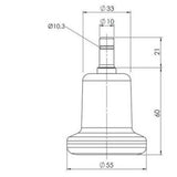 Technical drawing of the Chair glide 5 x STAND Nr. 10 with a diameter of 55 mm by hjh OFFICE