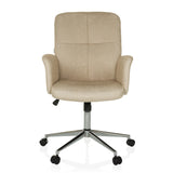 Beige Home Office Chair SOLAO 400 with padded armrests and five-caster base by hjh OFFICE – 360-degree view (front view 0°)
