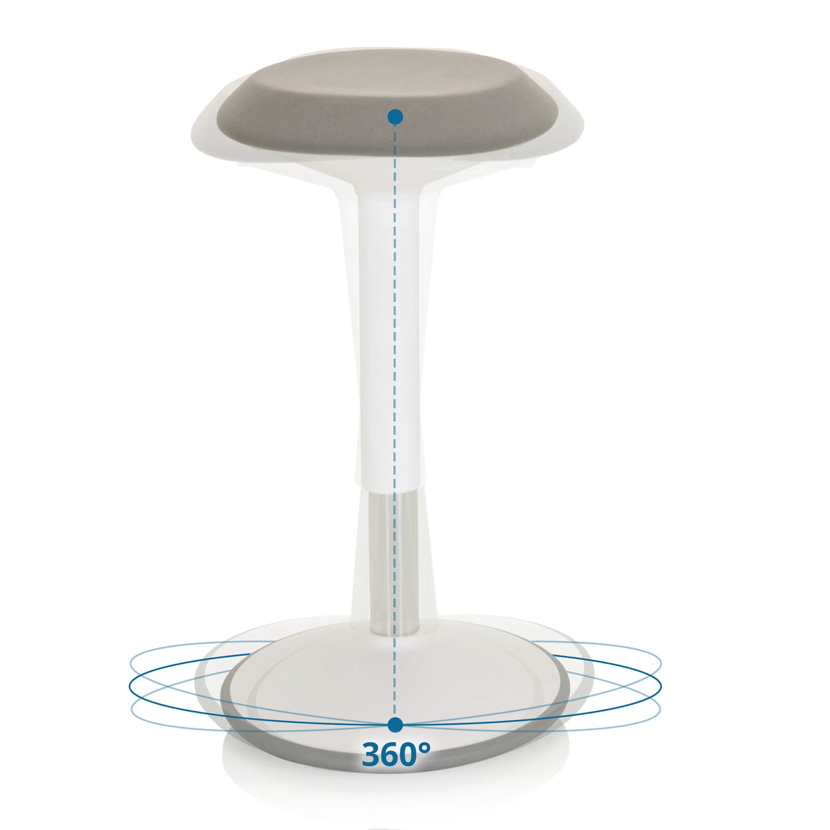 360-degree swivel function of the BALANCE SIT III W standing aid in white and grey by hjh OFFICE