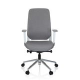 Grey Professional Office Chair CHIARO T4 WHITE with armrests and a five-caster base by hjh OFFICE – 360-degree view (front view 0°)