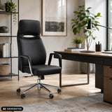 Professional Executive Chair VELVET ECO in black with chrome frame and carpet castors by hjh OFFICE